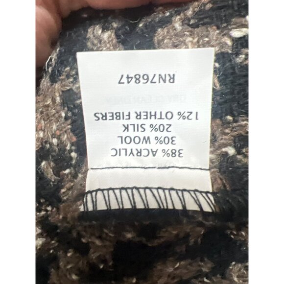 Apropos Black and Brown Wool Silk Blend Courtenay Houndstooth Double Breasted Co - Picture 6 of 8